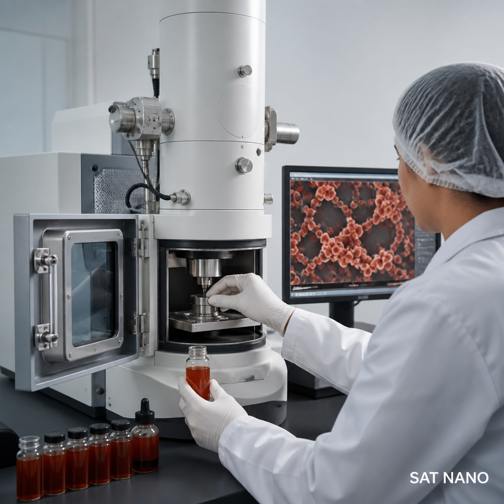 Quan sát sự phân tán của bột nano Fe₂O₃ (Sắt(III) Oxit) và kính hiển vi điện tử - Giao thức vận hành