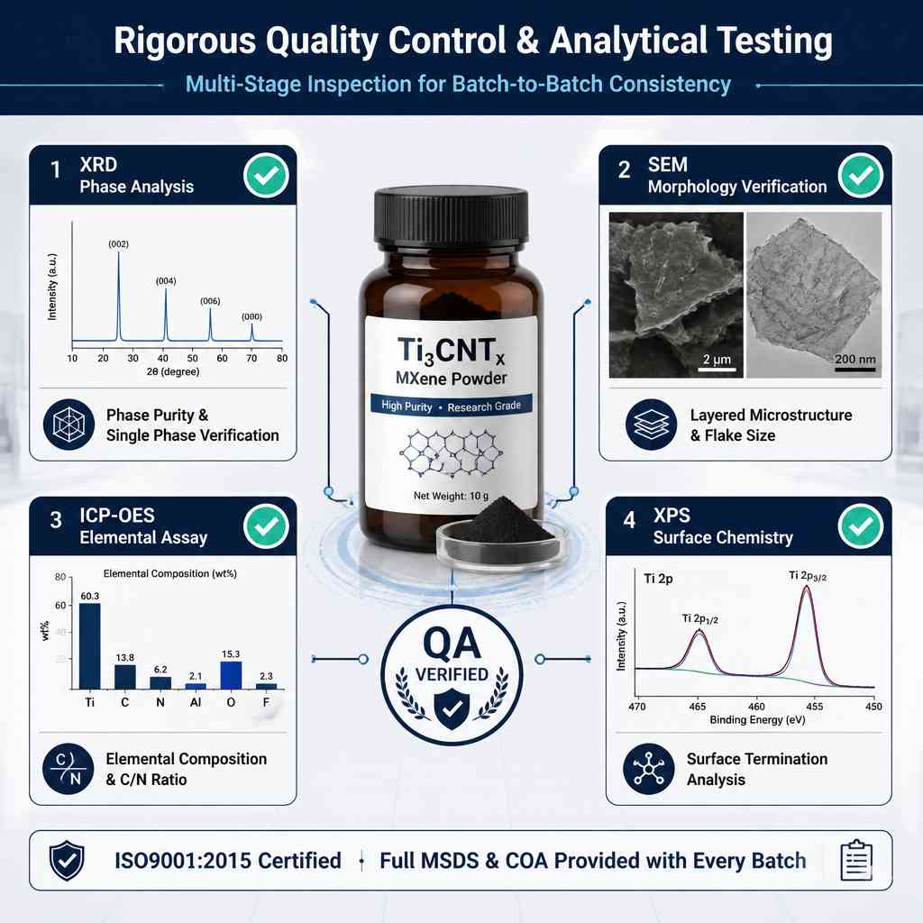 quality control of multilayer Titanium carbonitride Ti3CNTx MXene powder